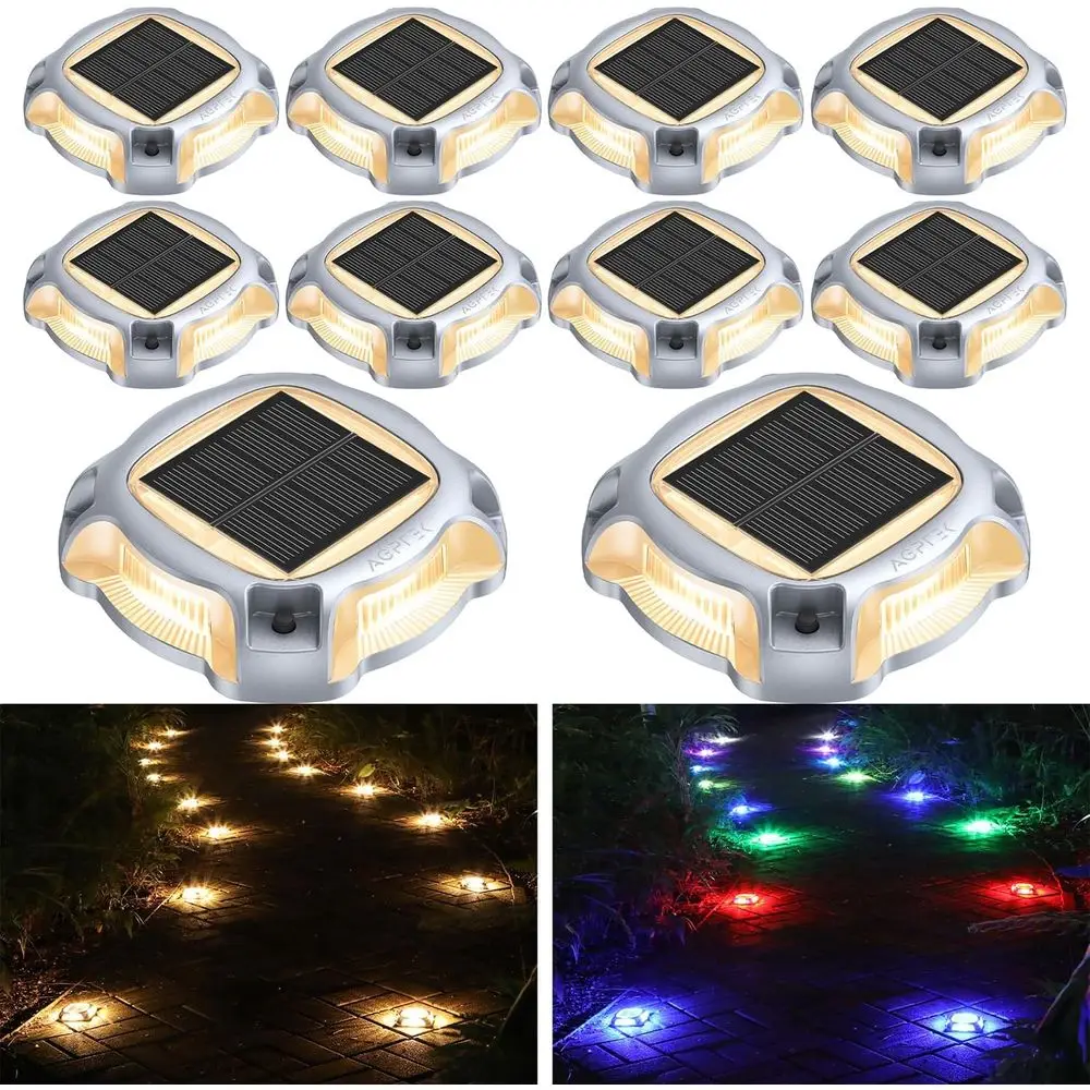 

10-Pack RGB LED Outdoor Lights, Waterproof Decorative Markers for Driveway, Deck, Dock, Garden, Yard, Steps, Sidewalk