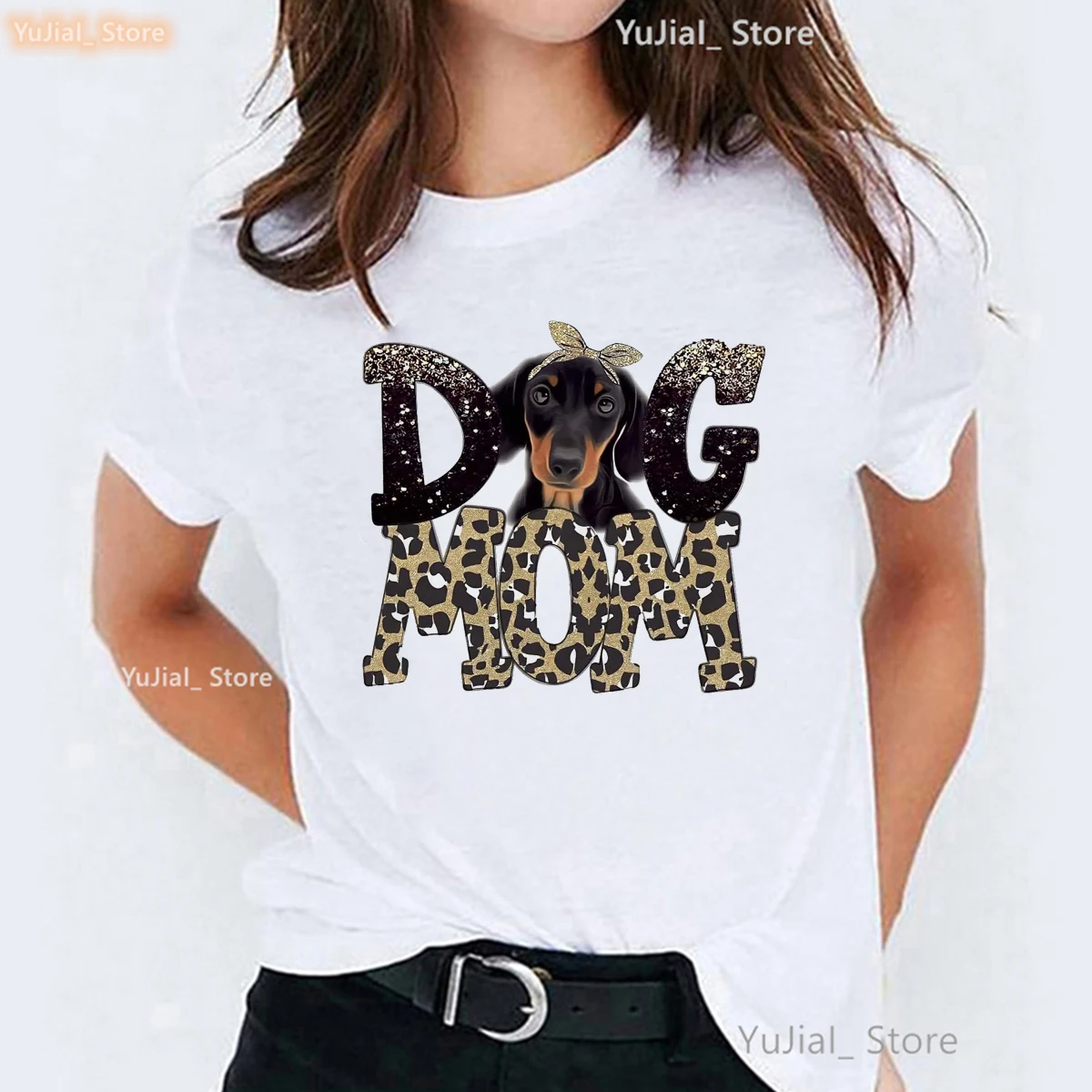 

Dogs Mom Print Women T-Shirt 90s White Short Sleeve Y2k Tops Harajuku Graphic Dog Lovers TShirt femme Summer Clothing Casual Tee