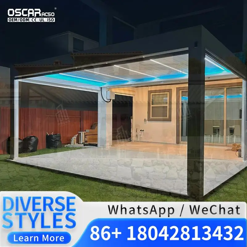 3x3 3x4 4x4 6x4m Garden Waterproof Outdoor Aluminium Louvered Gazebo  for Backyard Patio Lawn Pergola