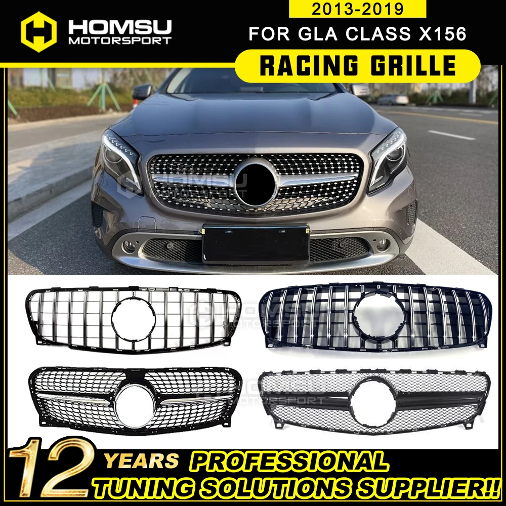 

2014-2015-Year GLA X156 Grille Auto Front Bumper Grille for merced X156 Diamond Grill For mercde GLA Class GLA200 X156 GT Grid