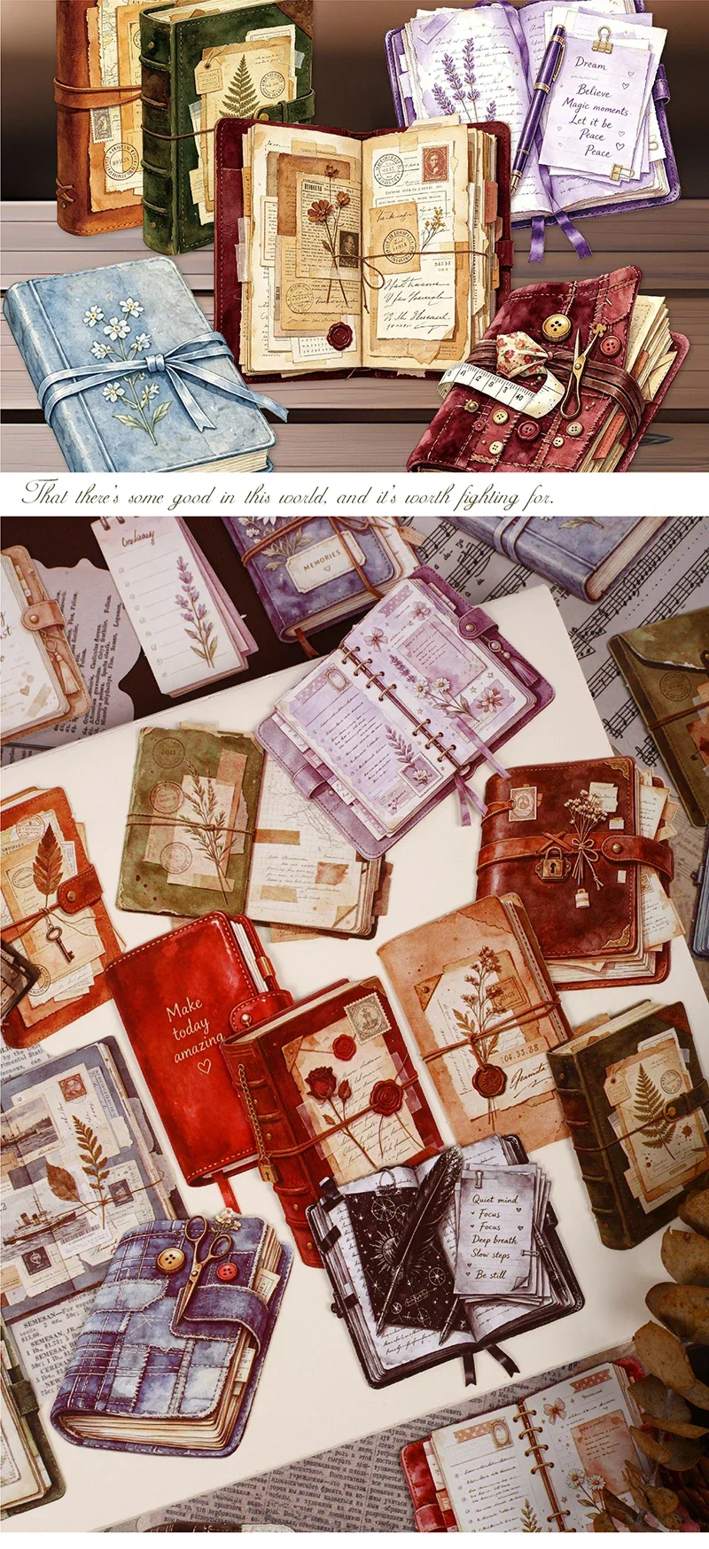 JIANWU Vintage Notebook Pattern Landscape Material Collage Scrapbooking Sticker Creative DIY Journal Stationery