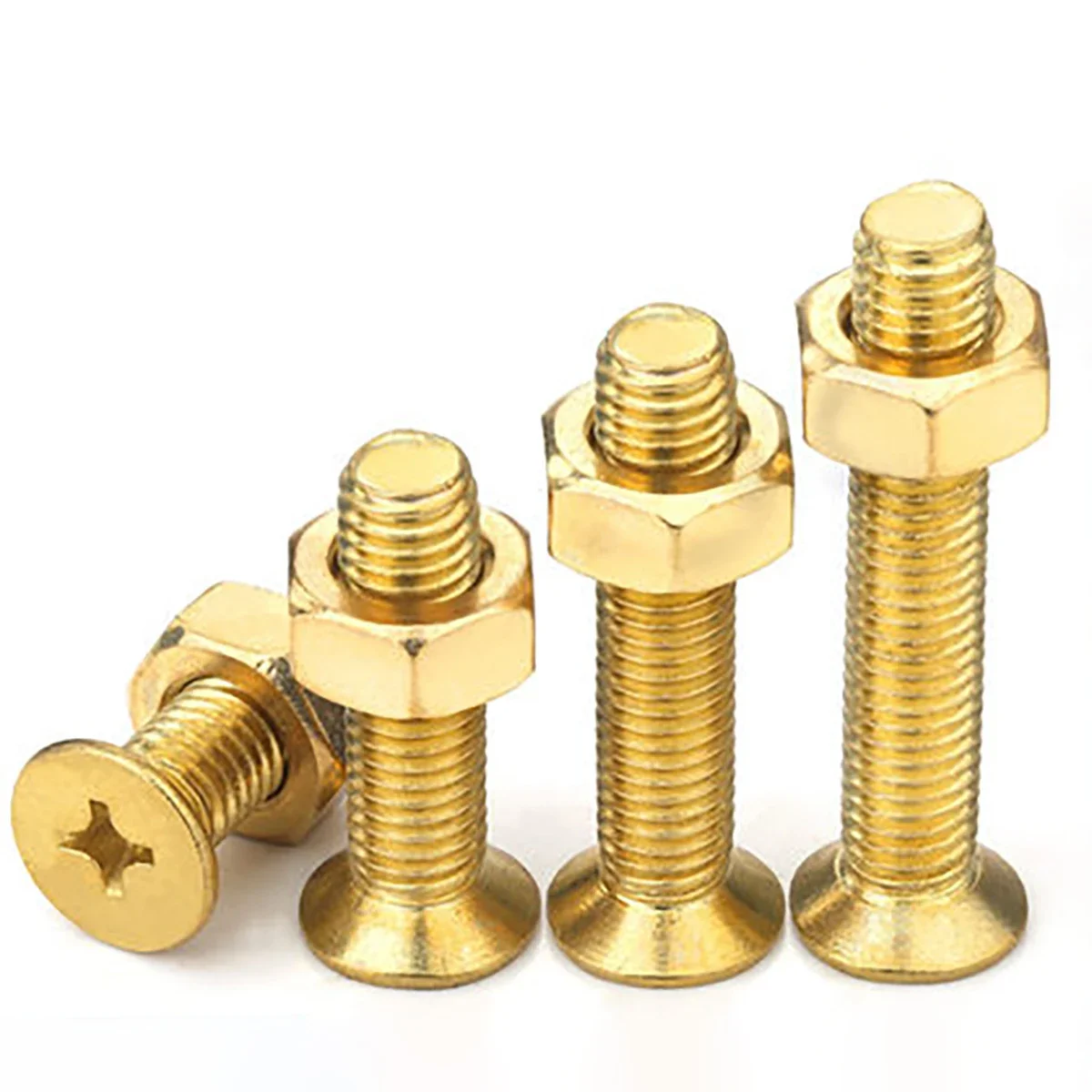 Copper Countersunk Head Cross Bolt Nut Set, Flat Head Hex Nut Screw M4-M12
