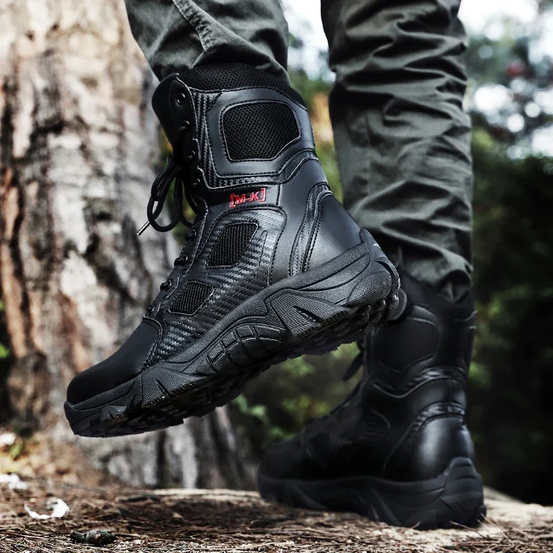 Stivali da combattimento con testa di protezione anticollisione scarpe antinfortunistiche impermeabili all\'aperto stivali da uomo con cappuccio in