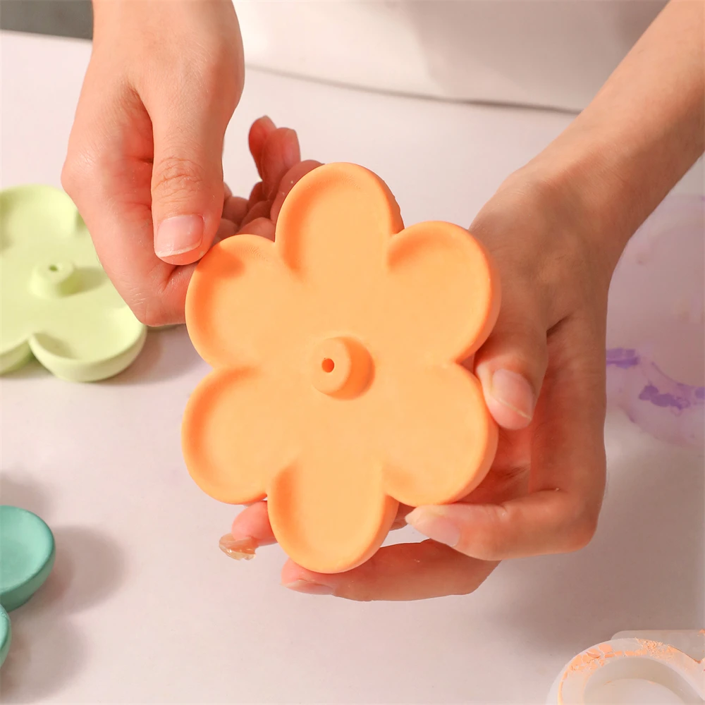Boowan Nicole Flower Incense Holder Silicone Mold for Cement DIY Incense Burner Concrete Jesmonite Mould Handmade Craft Tools view 4