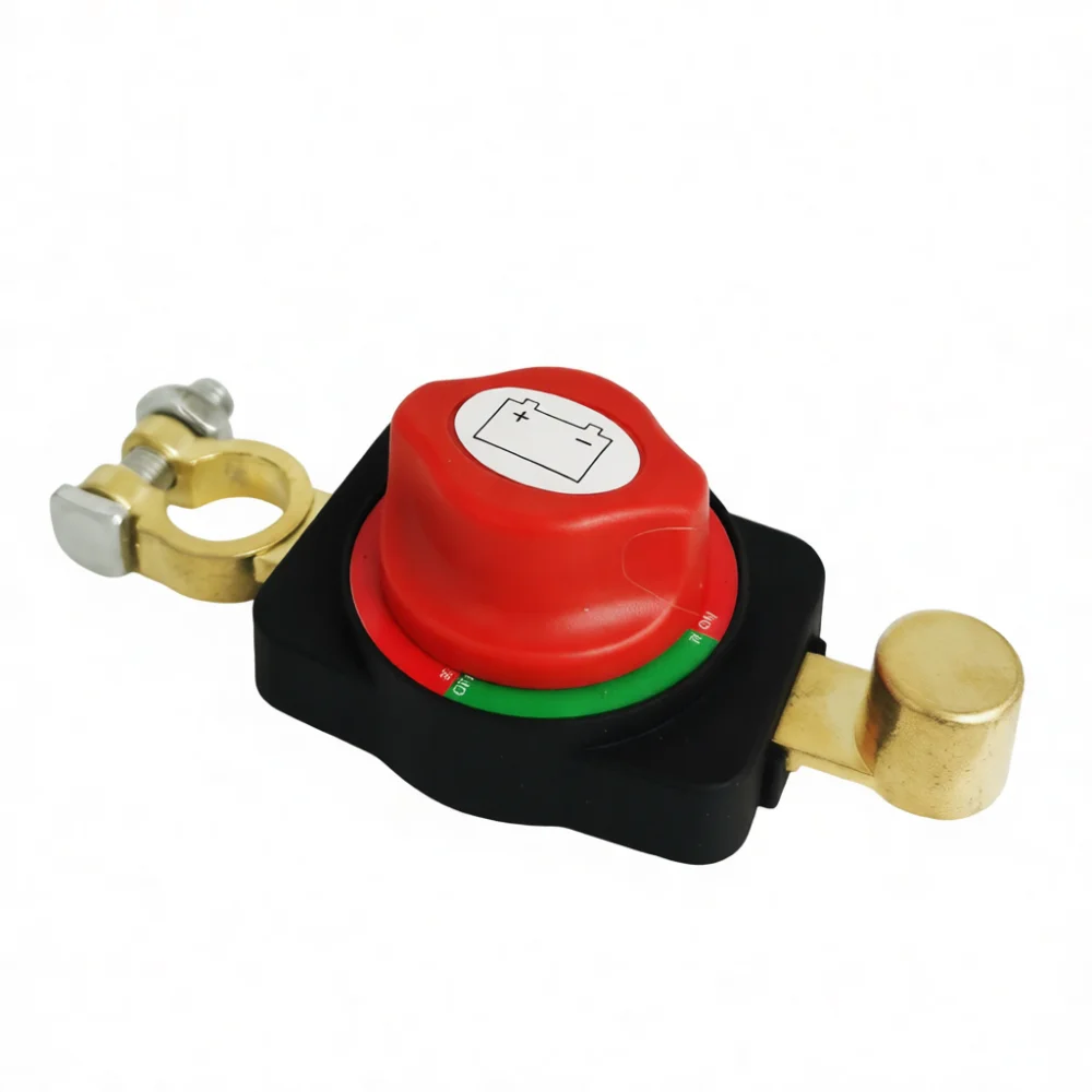 Car Battery Disconnect Switch 12V 24V Master Isolator Cut Off Power Kill Switch For Truck Excavator Farm Vehicle Red Round