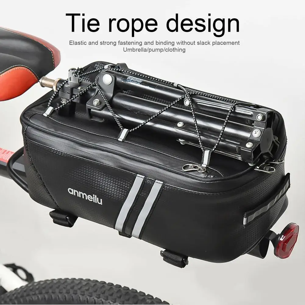 8L Motorcycles Bag Trunk Bag PU Waterproof Bicycle Trunk Bag Cycling Rack Pack Bike Rear Bag Frame Accessories Behind Seat