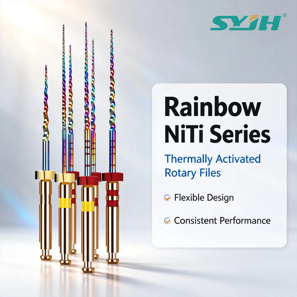 6Pcs Dental Rainbow Series NiTi Rotary Thermal Activation Files Can Bend Endodontic Treatment Rotary File for High Speed Handple