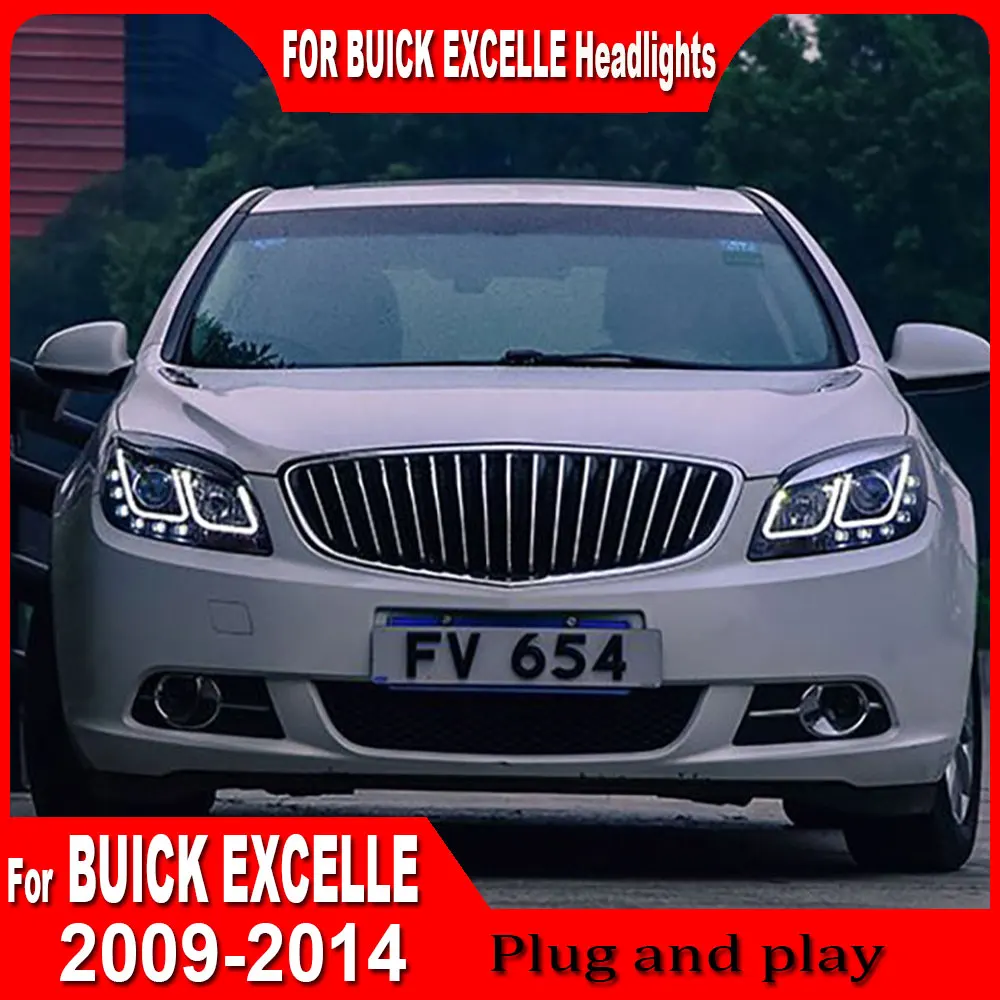 for Buick Excelle GT 2010 2011 2012 2013 Head Lights LED Angel Eye Daytime Running Light Dual Light Lens plug and play