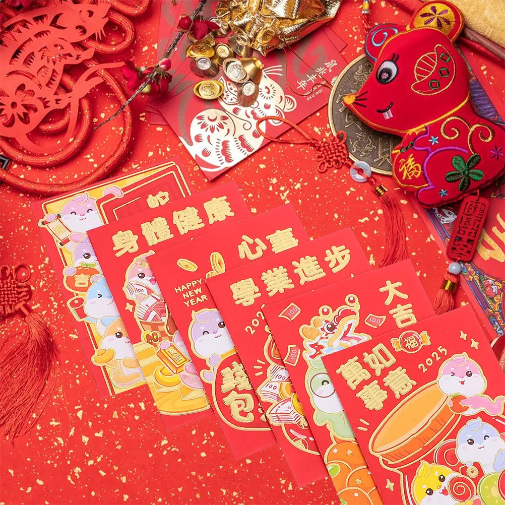 60Pcs Cute Snake Design Chinese Red Envelopes for Lunar New Year 2025 Lucky Money Holders Wedding Birthday Graduation Cash Gift