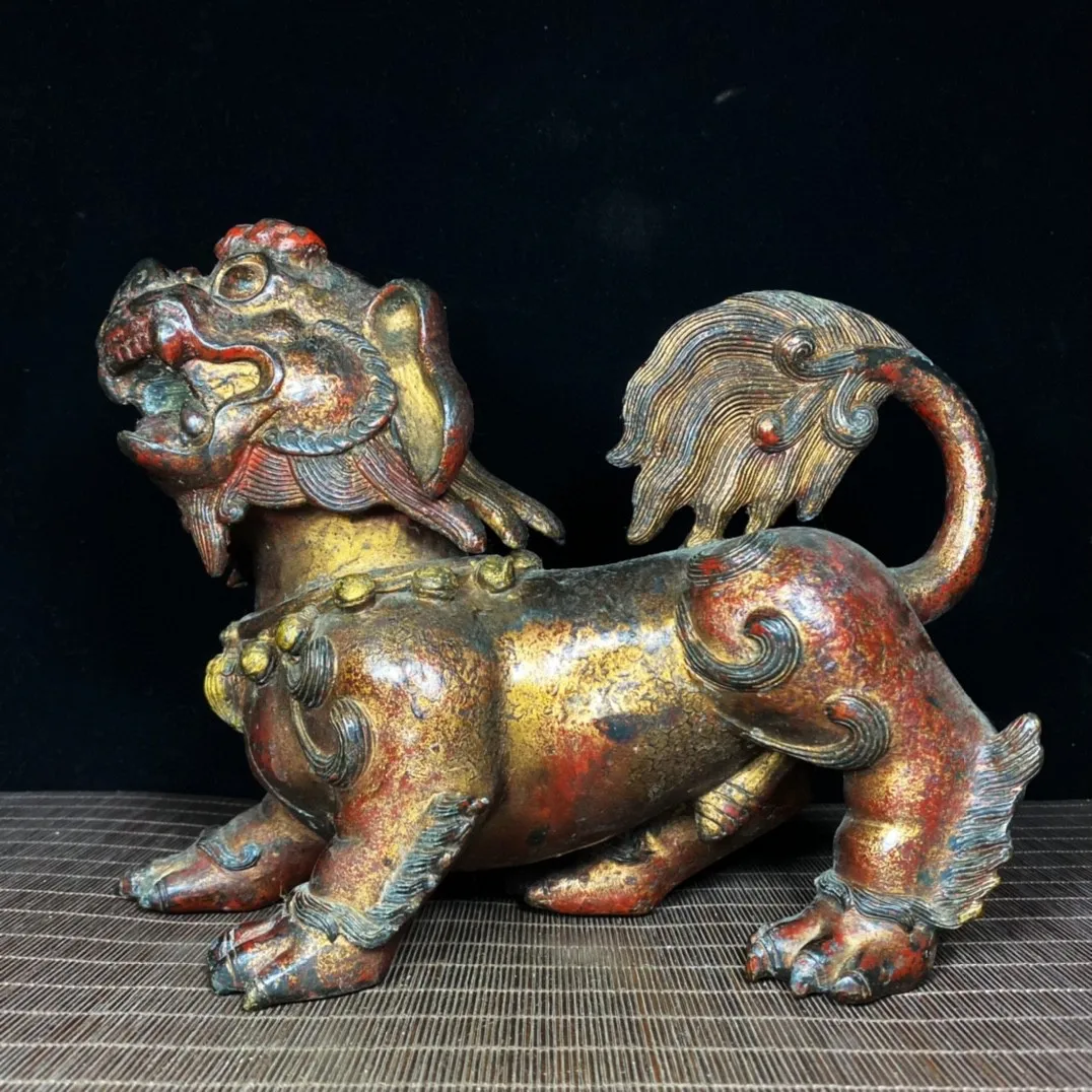 Brass, pure copper, mud, gold, cinnabar, painted lion, everything goes smoothly. Decorative items in the foyer, antique rack, 21