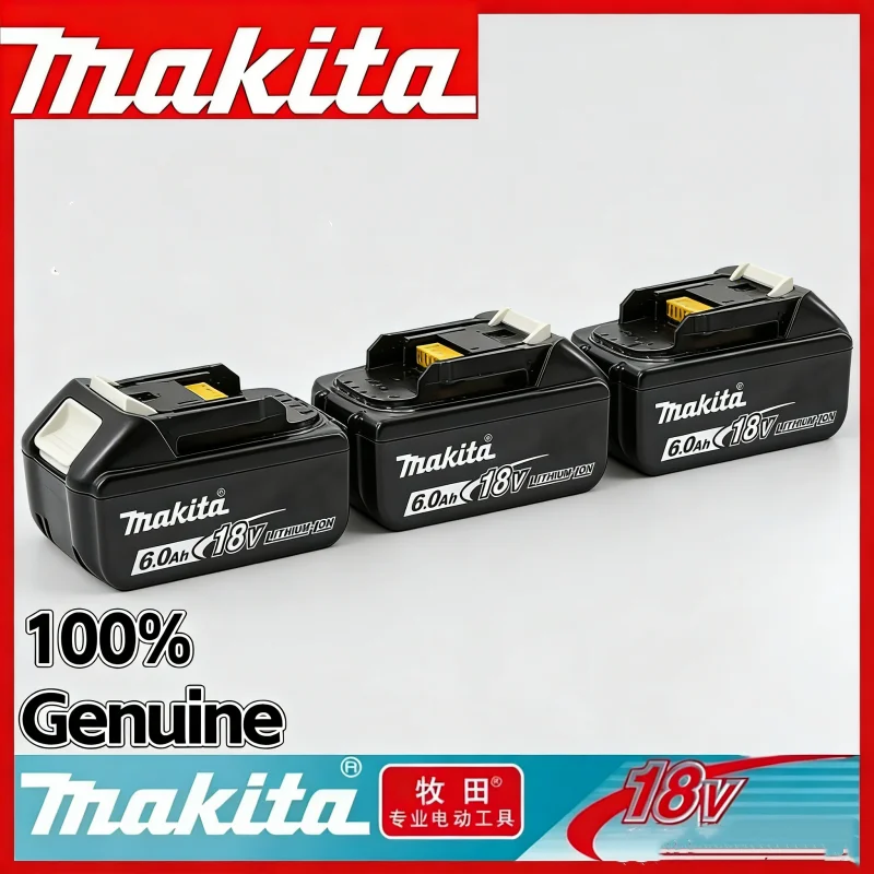 

100% оригинальный аккумулятор Makita 18В 6.0Ач 5.0Ач, перезаряжаемый аккумулятор BL1840 BL1830B BL1830B для электроинструментов, зарядное устройство Makita 18В.