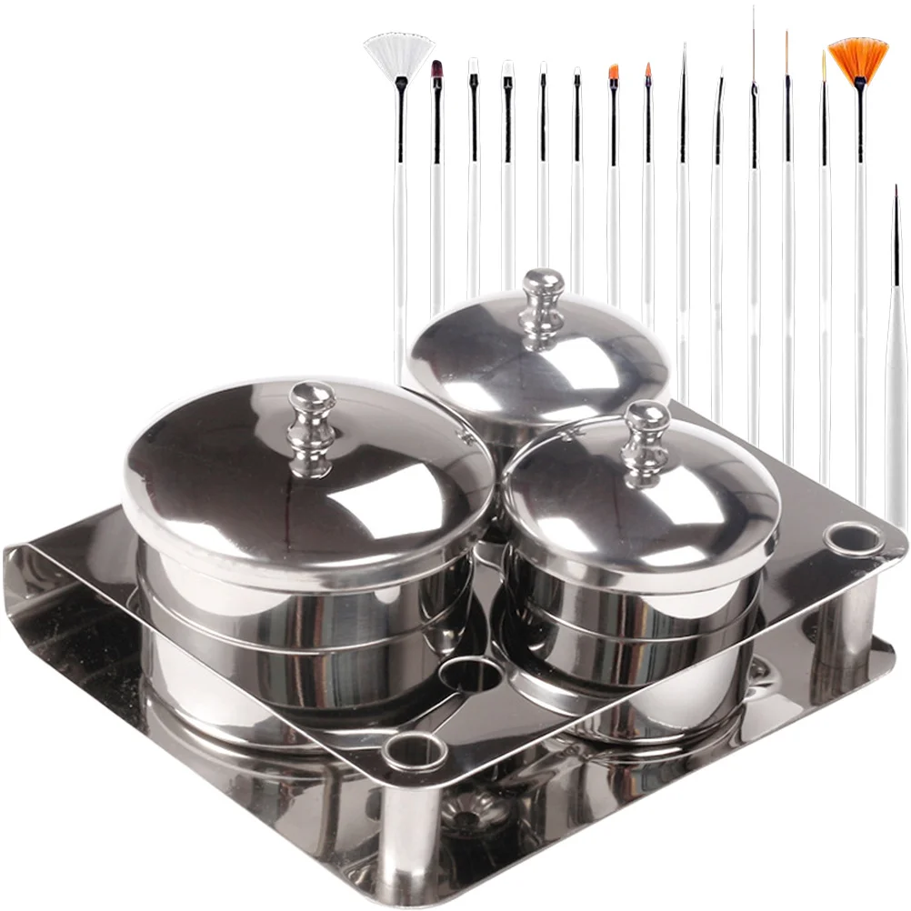 1 مجموعة الفولاذ المقاوم للصدأ مسمار الفن كأس السلطانيات ل مسحوق الاكريليك السائل خلط حامل مانيكير جرة الحلوى صالون الأظافر توريد مانيكير #5