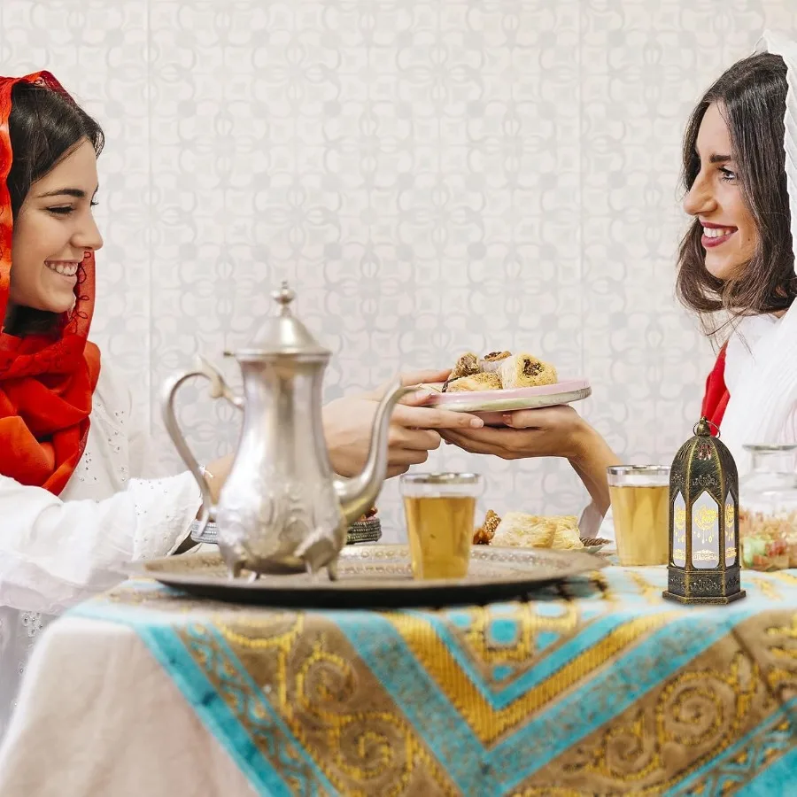 ALIBBON 2 шт. фонарь Рамадан мини винтажный бронзовый фонарь-свеча декоративные подвесные фонари Ид Мубарак лунный замок фонари R