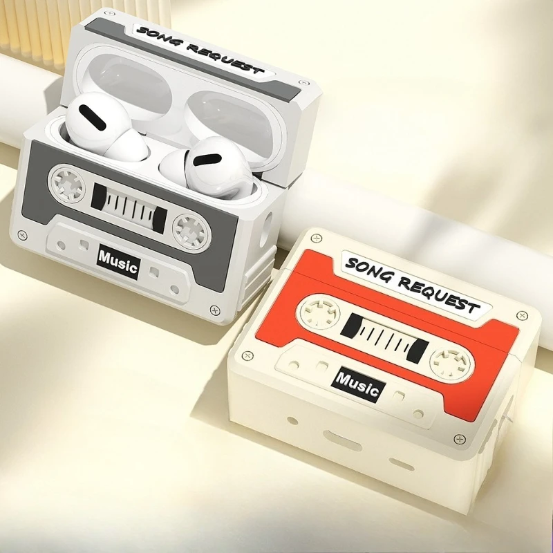 Retro-Kassettenbandgerät-Design, Silikonhülle für AirPods Pro 1./2. Generation – stoßfeste, kratzfeste Schutzhülle