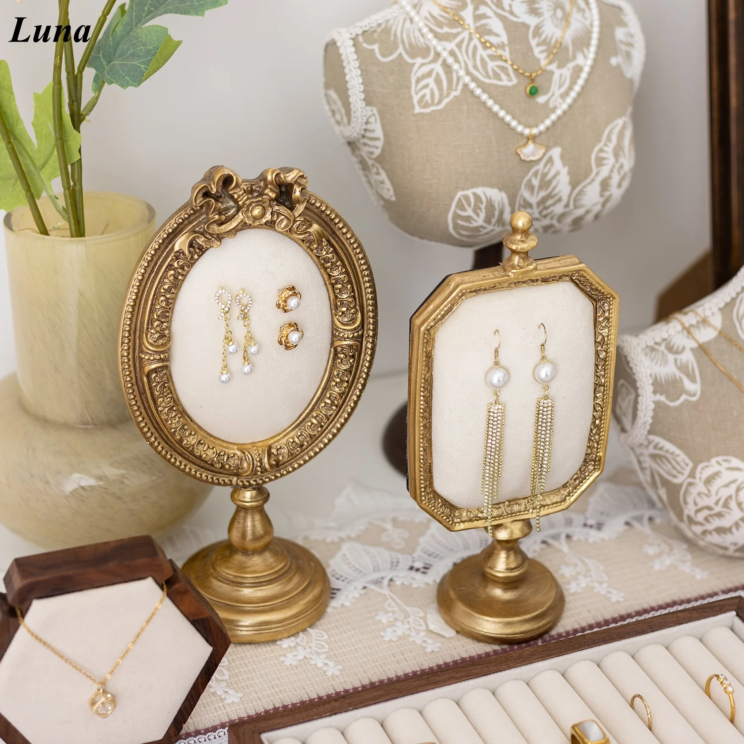Jewelry Display Stand - Necklace Earring Holder Ring Tray for Home Retail Counter Showcase
