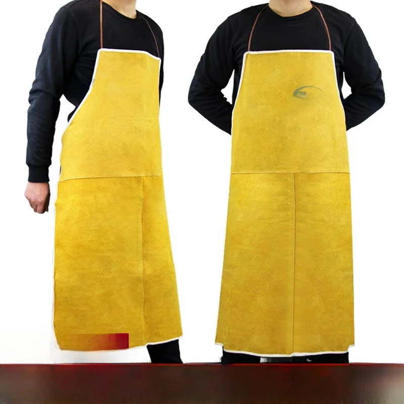 

Кожаный сварочный фартук с термозащитными накладками на рукава, огнестойкий, теплоизоляционный