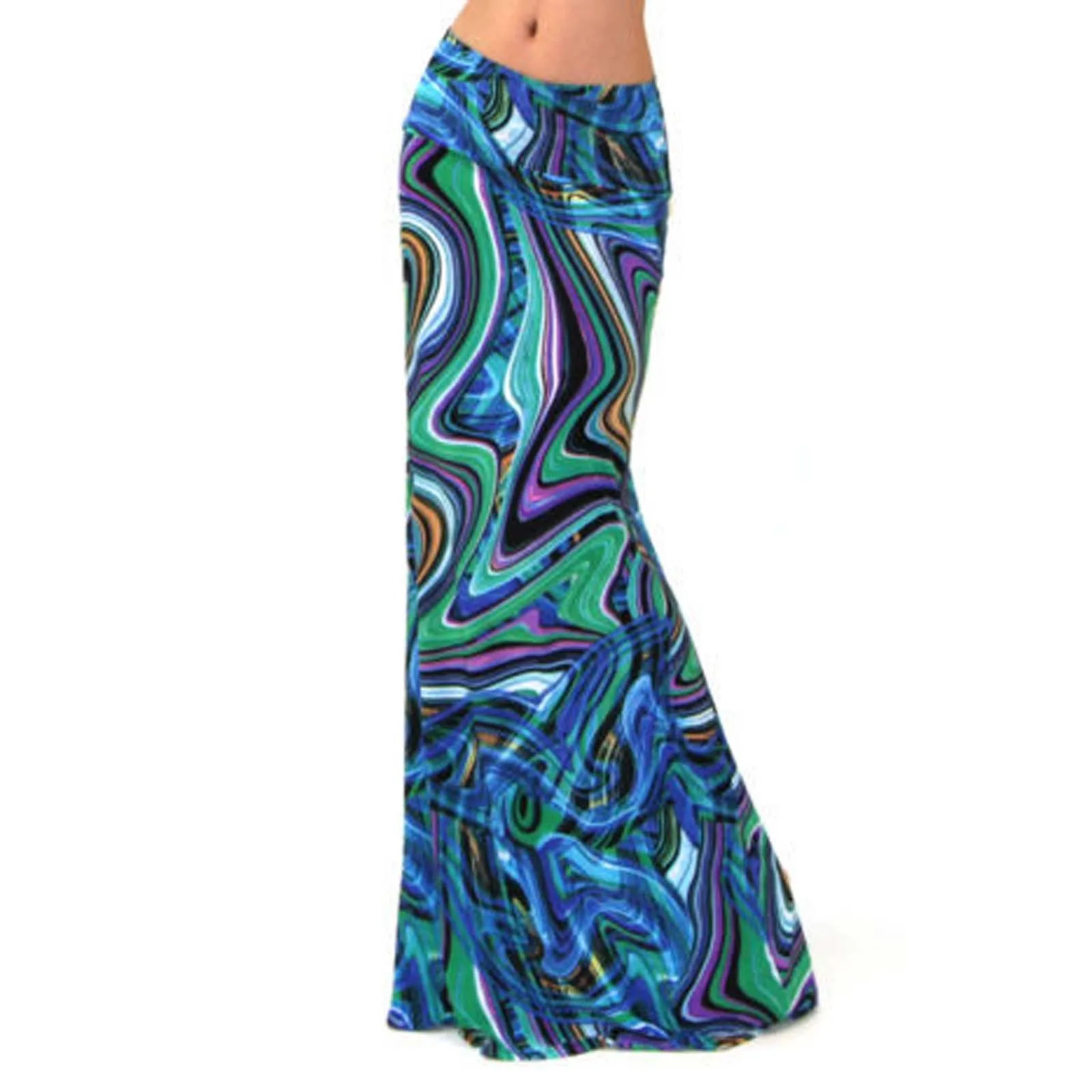 Women'S  Printed Slim High Waist Stretchy Wrap Hip Hem Mid Length Half  Skirt Ropa De Mujer Vestidos Para Mujer платье женское