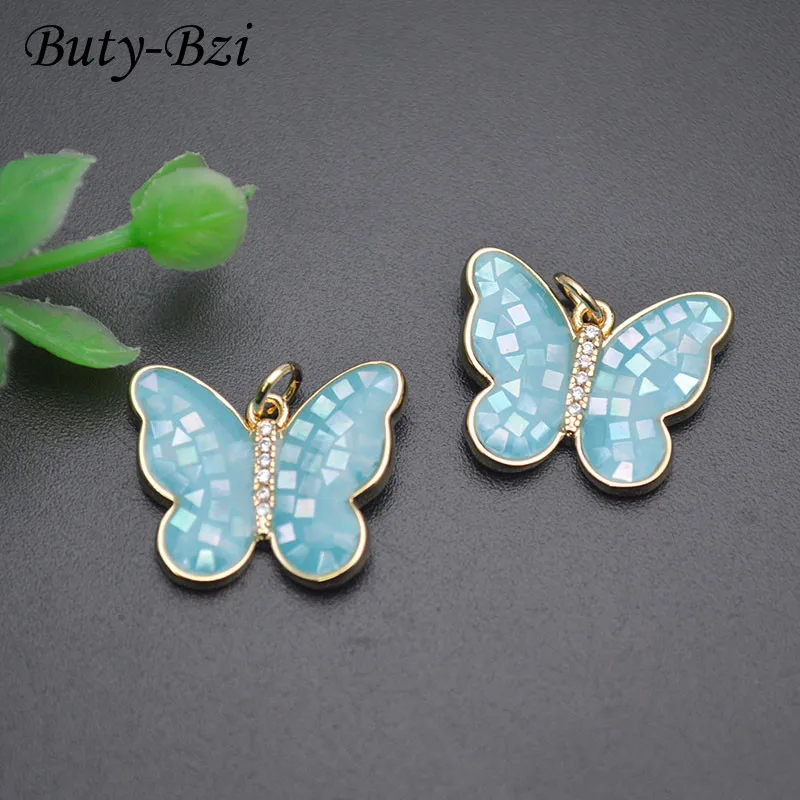 

18x20mm Natural MOP Shell Bule Color Butterfly Charms Pendant DIY Necklace Bracelet Earrings for Jewelry Making 5pcs/lot