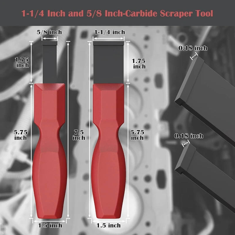 Carbide Scrapers , Super Carbide Gasket Scrapers for Metal and Automotive, 1-1/4 Inch and 5/8 Inch Carbide Scrapers Set