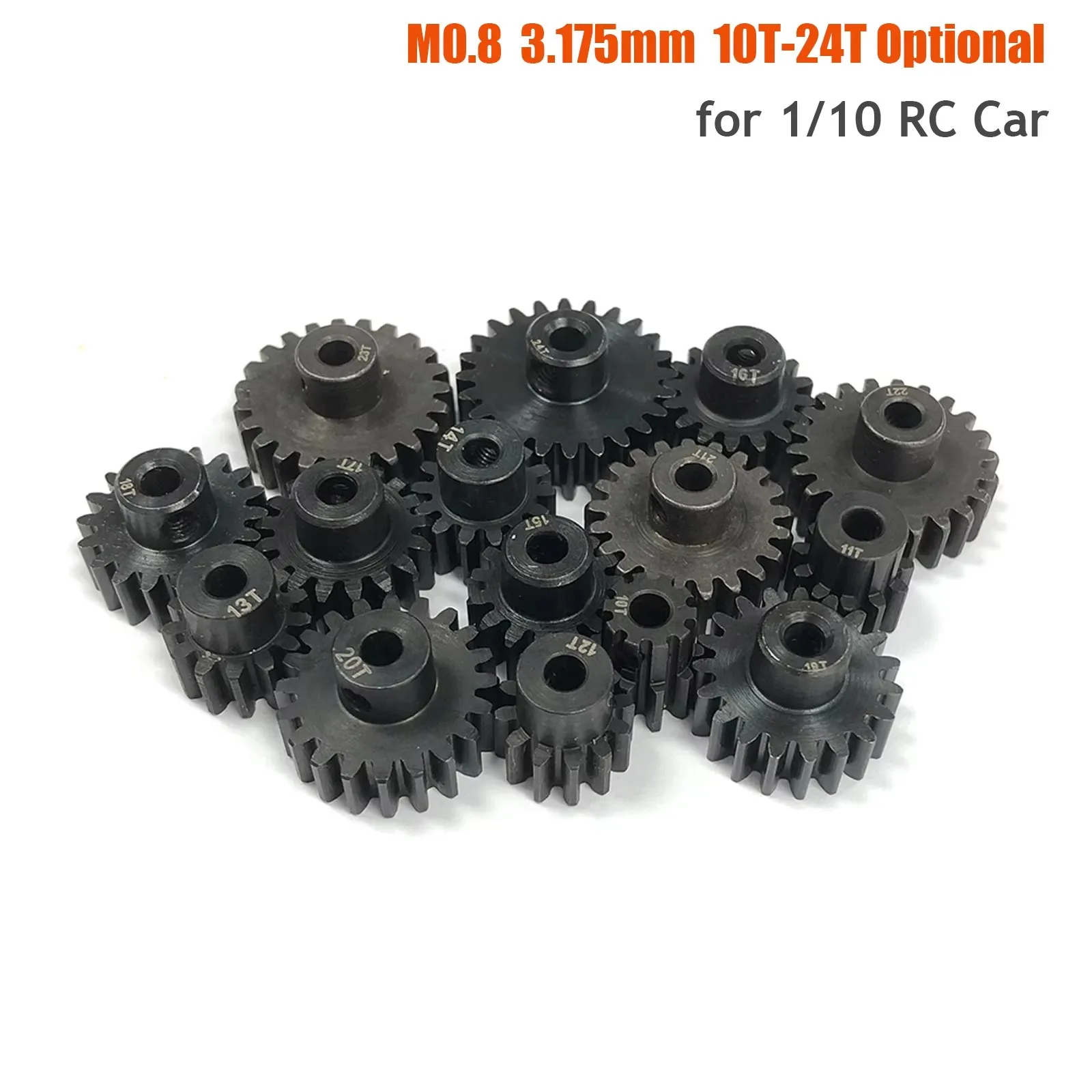 

M0.8 3.175mm Pore Diameter Pinion for 1/10 RC Model Car Black Steel Motor Gear10T 16T 17T 18T 19T 20T 21T 22T 23T 24T Metal Gear