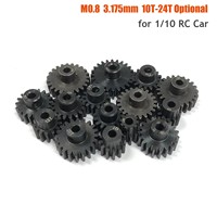 M0.8 3.175mm Pore Diameter Pinion for 1/10 RC Model Car Black Steel Motor Gear10T 16T 17T 18T 19T 20T 21T 22T 23T 24T Metal Gear