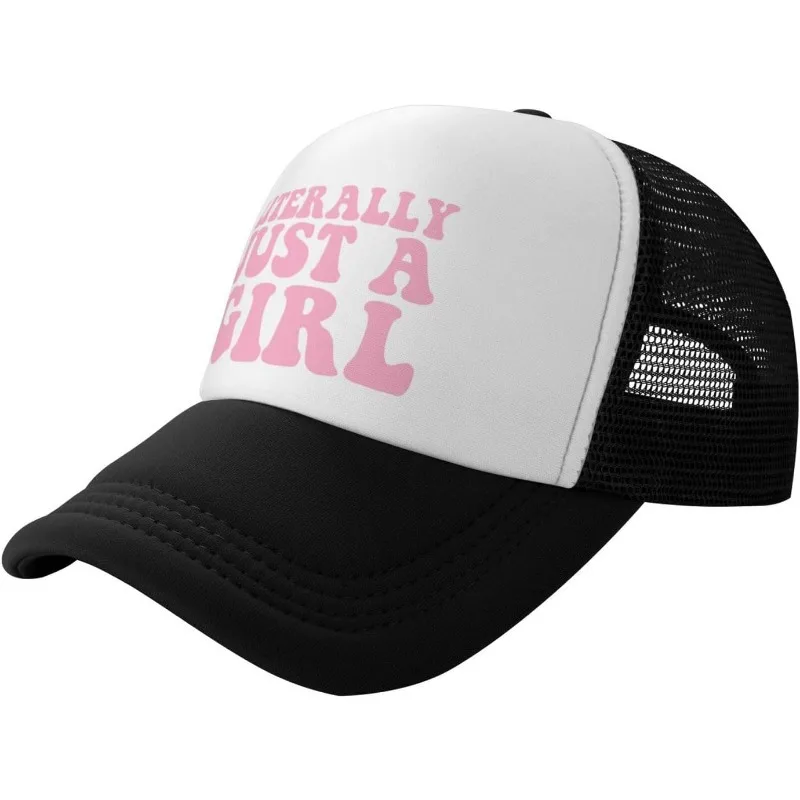 Literally Just A Girl Trucker Hat Breathable Mesh Back Baseball Cap Adjustable Casual Style