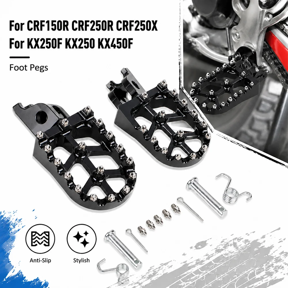 Für CRF125 250R 250L XR300L 150R KAWASAKI KX250F 250X Motorräder Fußrasten CNC Aluminium Rutschfeste E-Bike Pedale Zubehör