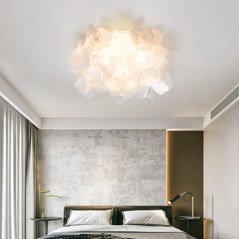 Bedroom Lamp 2024 New Model Room Nordic Light Luxury Creative Petal Bedroom Chandelier Ins Net Red lamp Feather Ceiling Lights