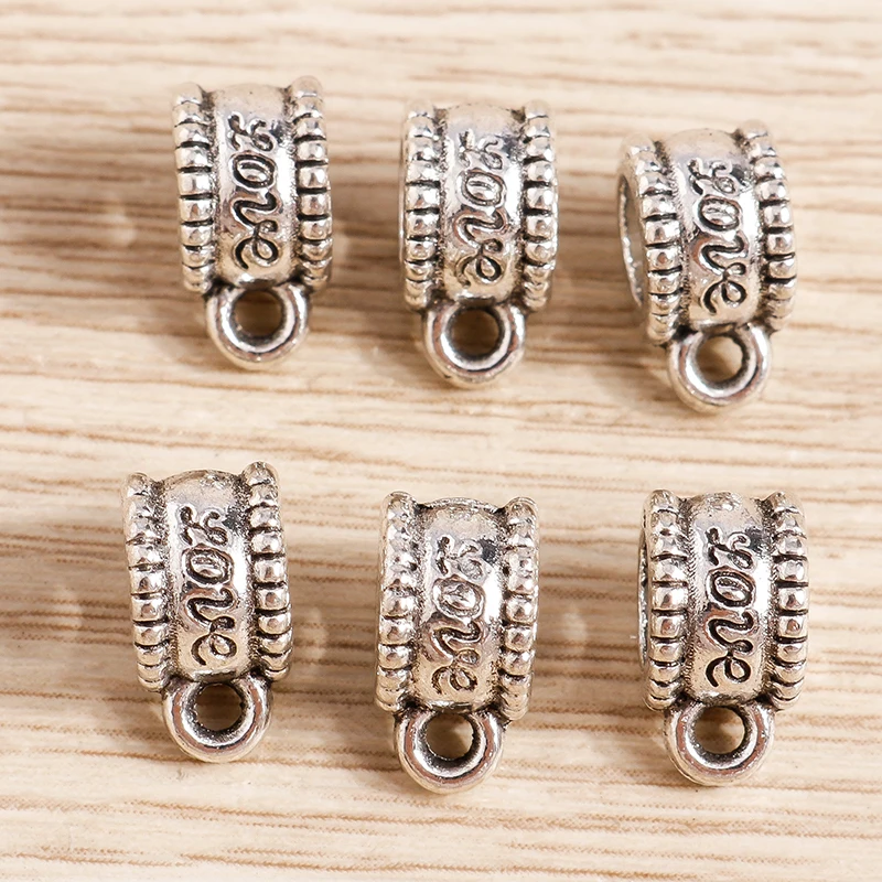 Tusember 30 Stück tibetische Silberfarbe Metall Liebe lose Kautionen Anhänger Spacer Perlen Anschlüsse für Armband Halskette Schmuckherstellung – Detail 6