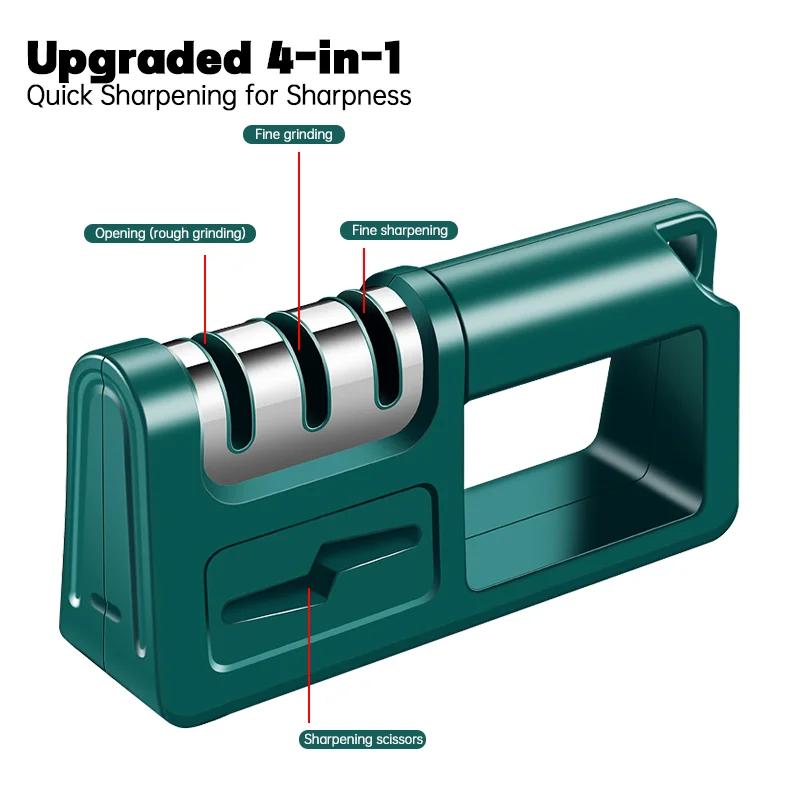 Nuovo 4 in 1 affilacoltelli diamantato pietra per affilare strumento manuale multifunzionale per affilare rapidamente per coltelli da cucina forbici e strumenti