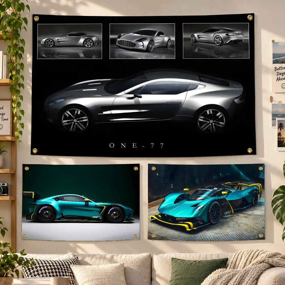 Supercar Aston Martin DB5 British Racing Flags Personalized Banner Flag Room Dorm Camping Picnic Garage Bar Outdoor Wall Decor