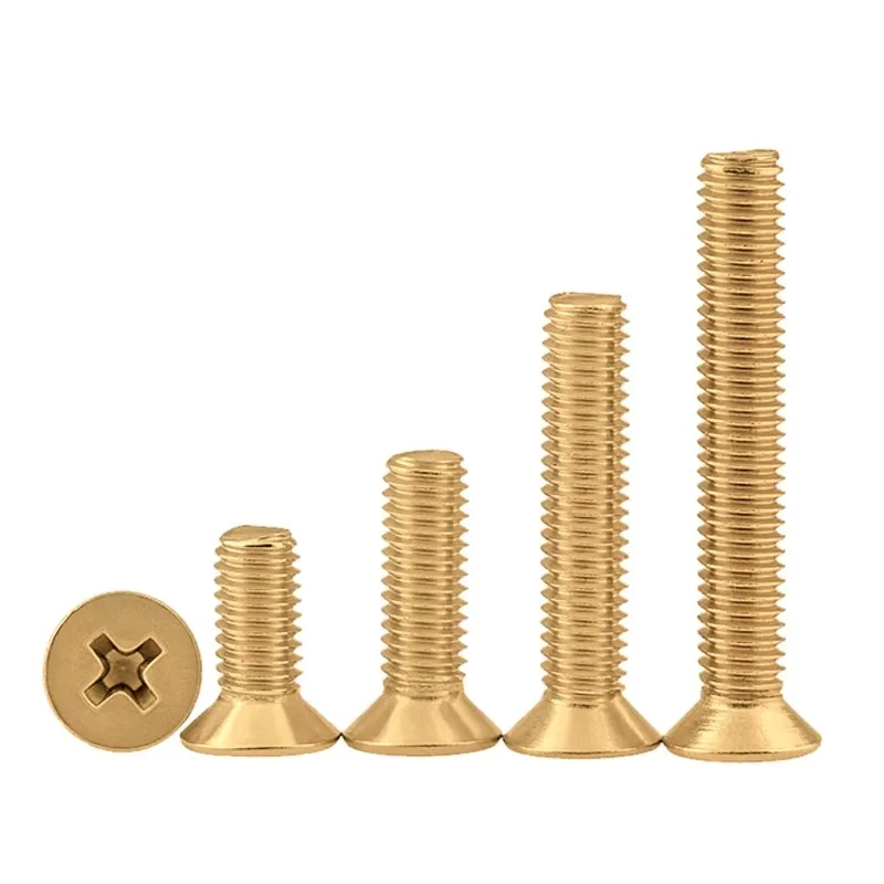 Tornillos de cabeza empotrada cruzada avellanada plana de cobre M2 M2.5 M3 M4 M5 M6 M8 Pernos de cabeza plana empotrados en cruz