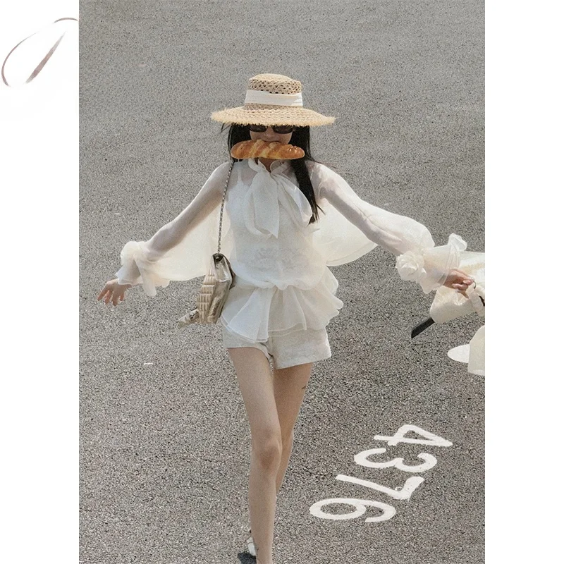 

PITAO Оригинальный комплект из белого чая цвета шампань, модный универсальный летний женский комплект для похудения, полиэстер...