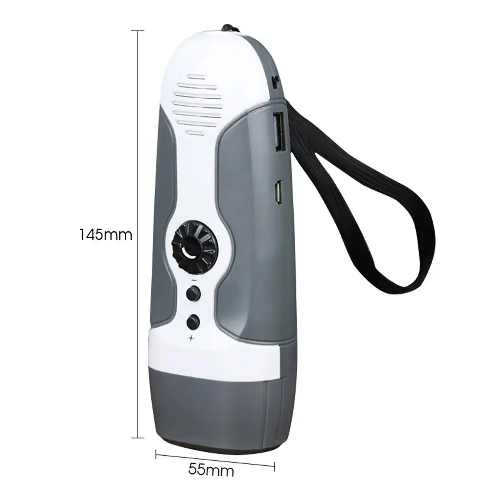 Outdoor 3 In1 Draagbare Nood Zaklamp Hand Crank Generator Fm Radio Power Bank Zaklamp Usb Oplaadbare Led Lampjes