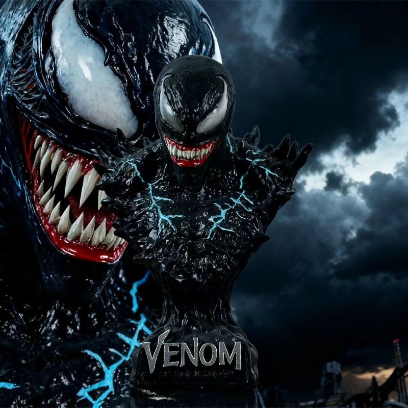 

14CM Resin Material Venom Head Statue Desktop Computer Case Car Model Toy Figure Collectible Items Free Shipping