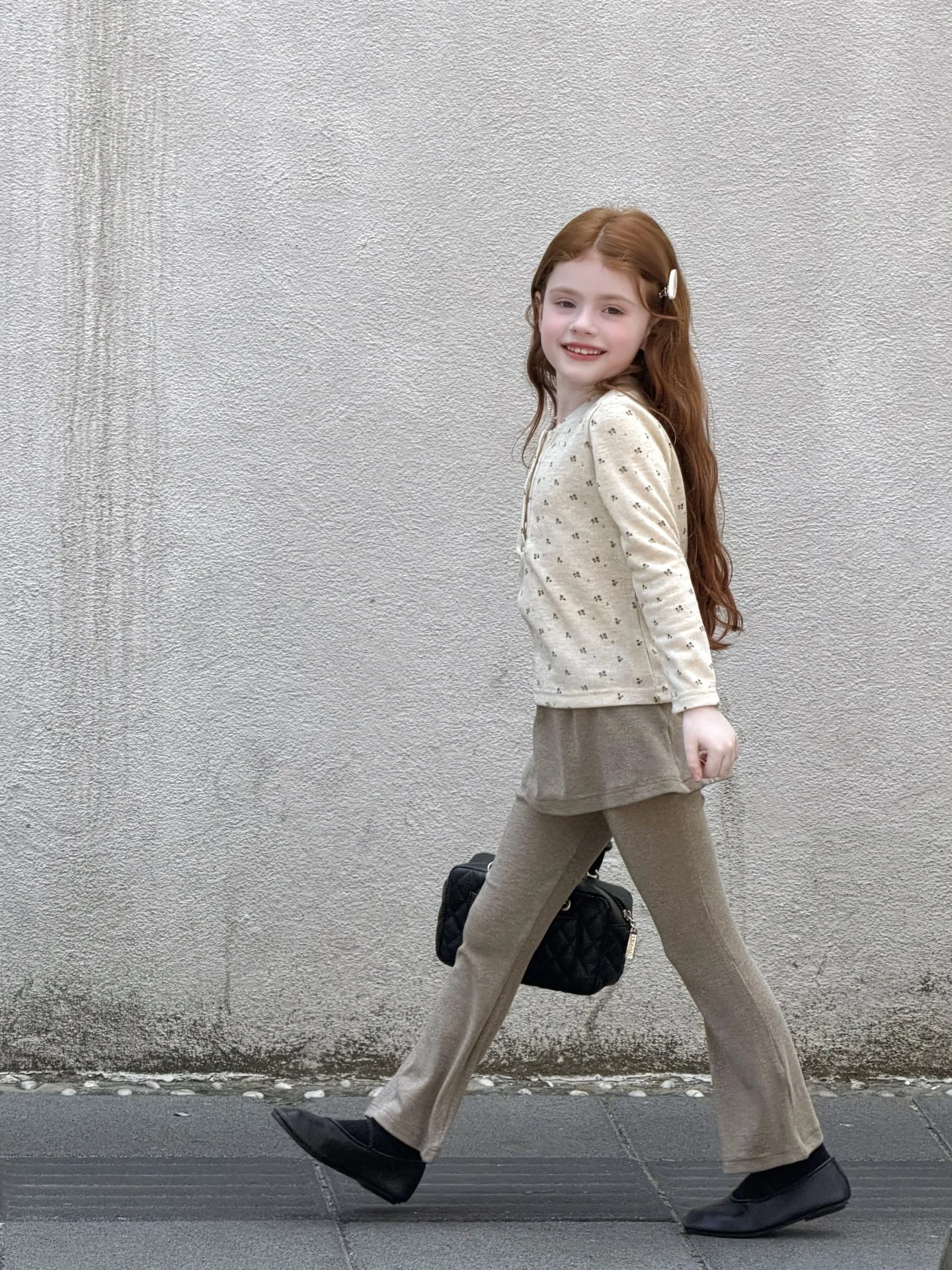 2026 Girls Trendy Fashion Quality Fall Brushed Versatile Mid Rise Solid Knit Diaper Cover Flare Pants
