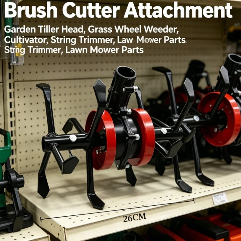 Brush Cutter Attachment Garden Tiller Head Grass Wheel Weeder Cultivator String Trimmer Lawn Mower Parts
