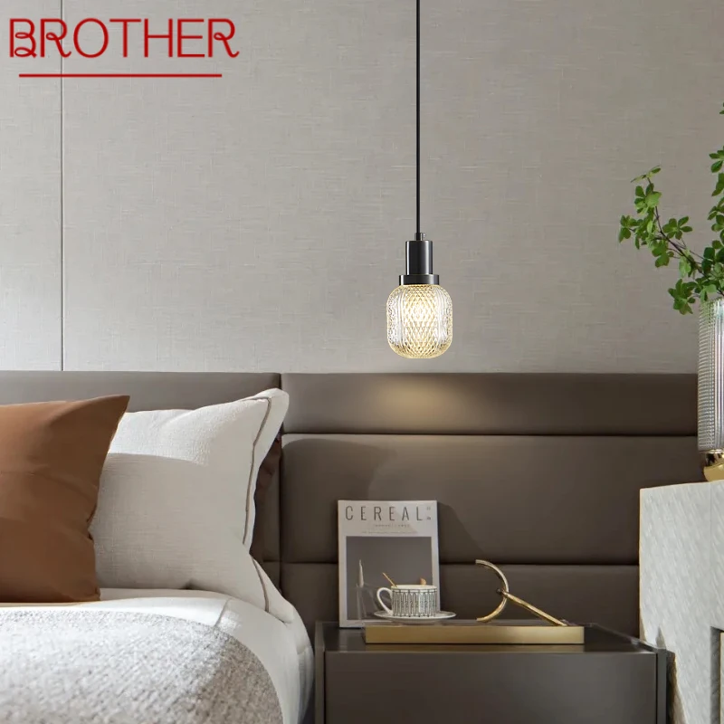 

BROTHER Modern Black Brass LED Pendant Lamp Creative Decorative Hanging Light For Home Bed Dining Room