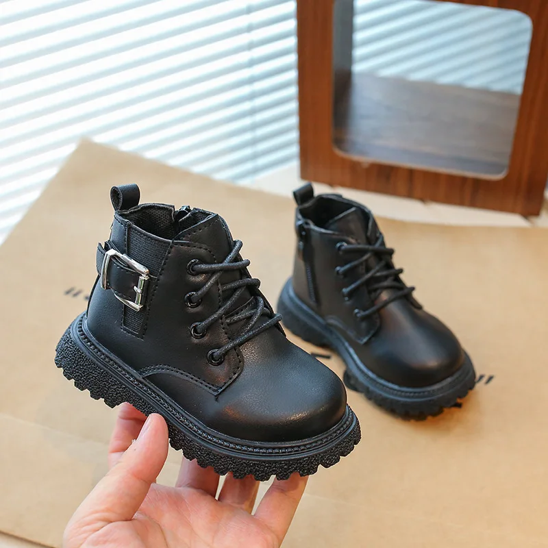 New style children's British-style Dr. Martens boots 2025 new arrival for boys and girls, cool knight boots for medium and large