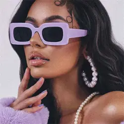 Fashion Popular Sunglasses Women Trend Vintage Rectangle Big Frame Purple Square Glasses Sun Glasses Ladies Eyewear