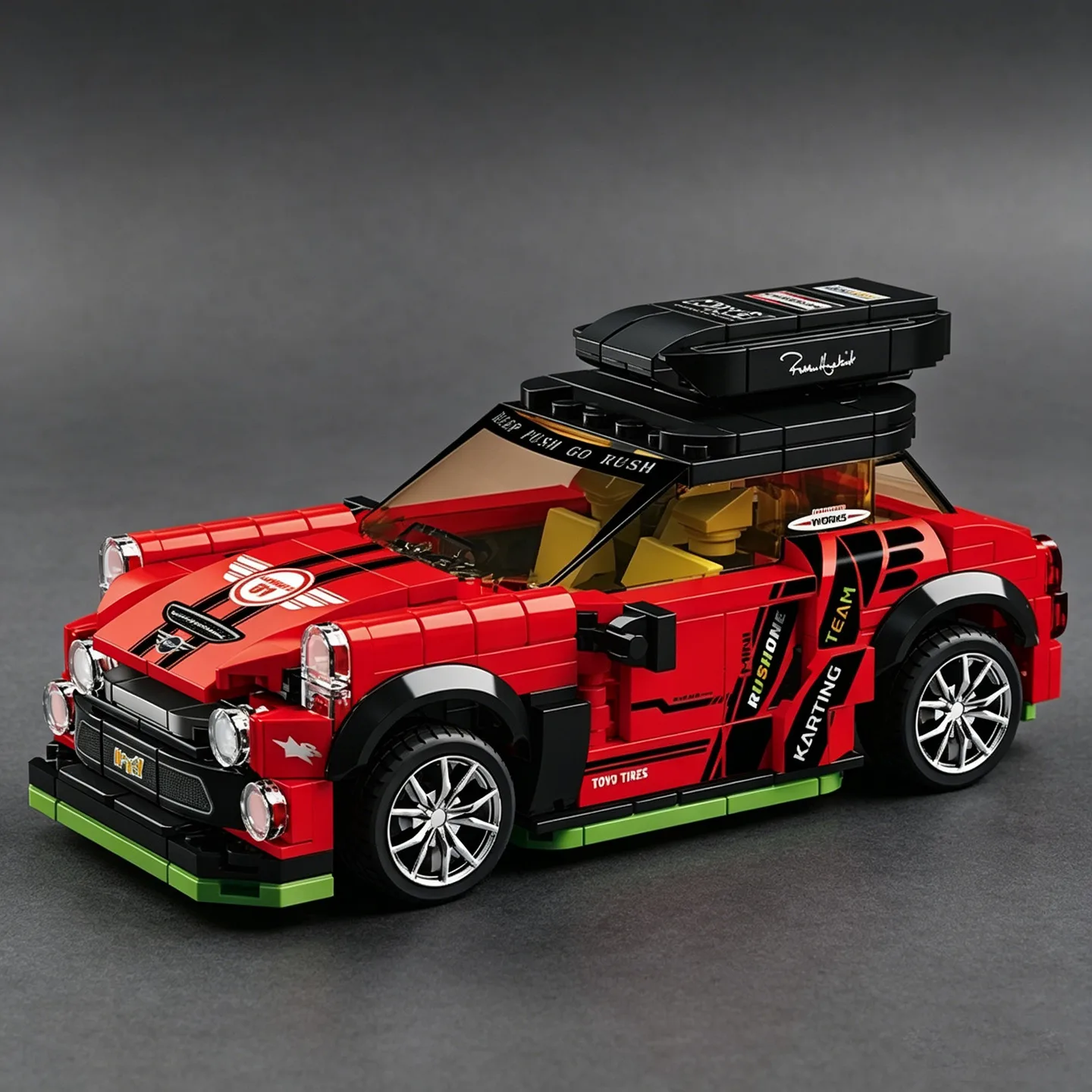 City Series Car Customization and Conversion: Travel Edition Building Block Model Car with Roof Rack—Educational Toy