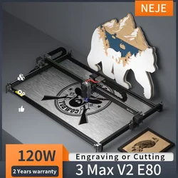 NEJE 3 Max V2 80 W/120 W profesjonalna wycinarka laserowa CNC grawerka metalowa maszyna do grawerowania cięcie drewna narzędzie do majsterkowania z sterowaniem offline