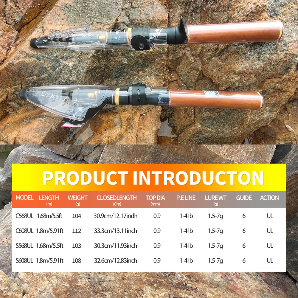 ROLLFISH Tragbare Teleskop-Angelrute mit ultraleichter Leistung, schnelle Aktion aus Kohlefaser mit Fuji-Führern + 100 m PE-Schnur – Detail 7