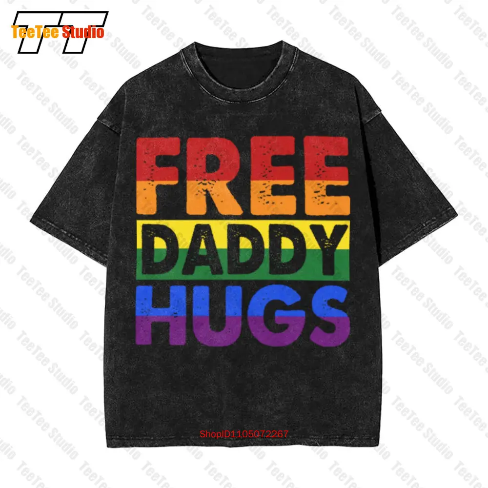

Бесплатная папа, объятия, забавная крутая футболка с флагом ЛГБТК, лесбийская гей-прайда, радужная семейная винтажная футболка большого размера, кружка A5YS