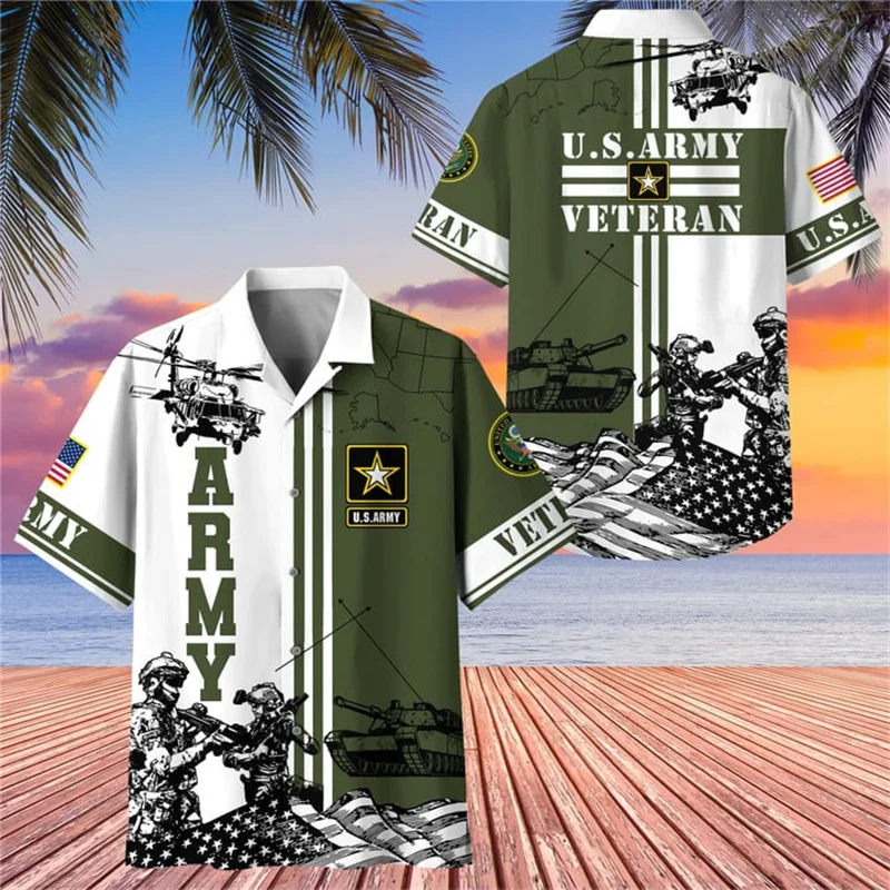 

Summer New 3D UNITED STATES Soldiers Armys Veterans Print Shirts Kid Cool Fashion Short Shirts For Men Hawaiian Vintage Clothing