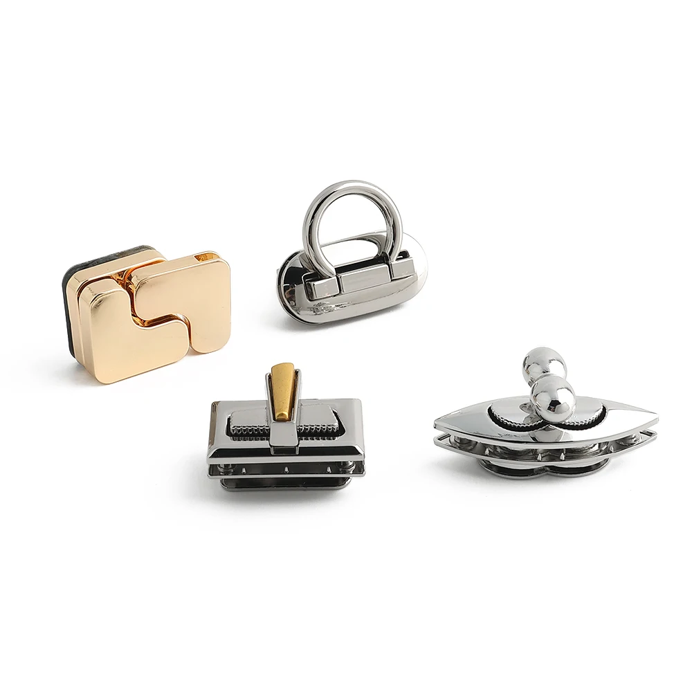 2/5/10Sets Satin silver Metal Square Tiny Bag Turn Lock Twist Lock Clasp For Women Handbag Shoulder DIY Hardware Accessories