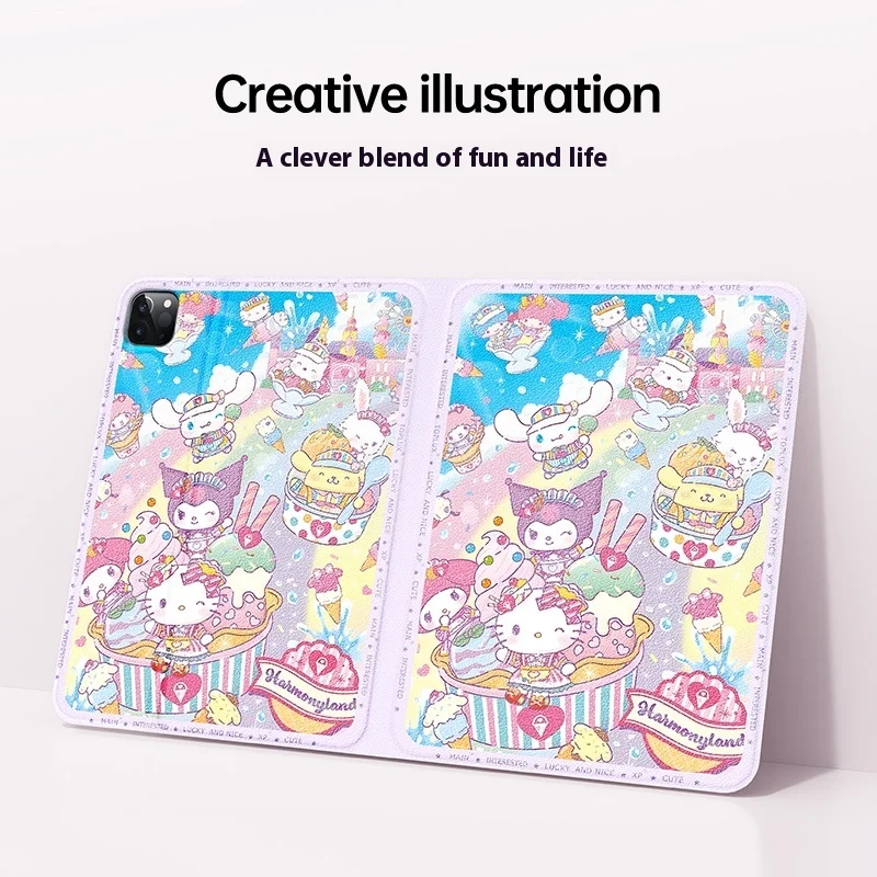 

Hello Kitty Kuromi For iPad Case Funda ipad Air3 4 5 M2 M3 Pro4 5 6 12.9in M4 Tablet Cover ipad 9/10/11 A16 11in Protective Case