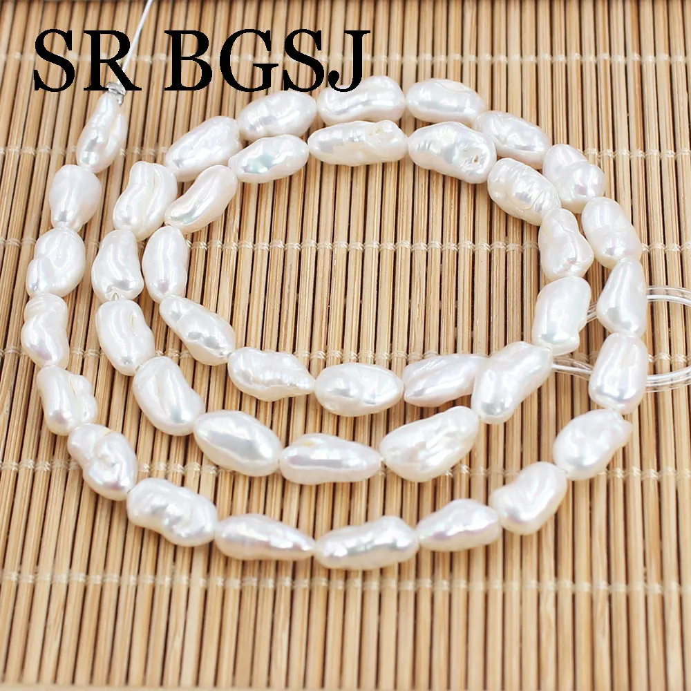 

5x9mm Shinning White Natural Biwa Baroque Freshwater Pearl Beads For Jewelry Making DIY Craft 16''