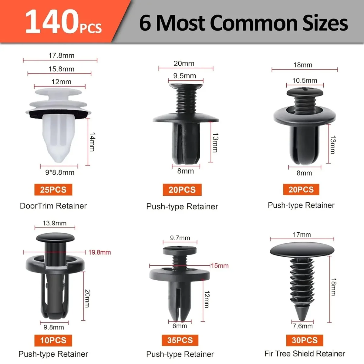 140PCS Boxed Buckle Set Automobiles Nylon Bumper Fixing 6 Different Universal Buckles Uses For Auto Accessories