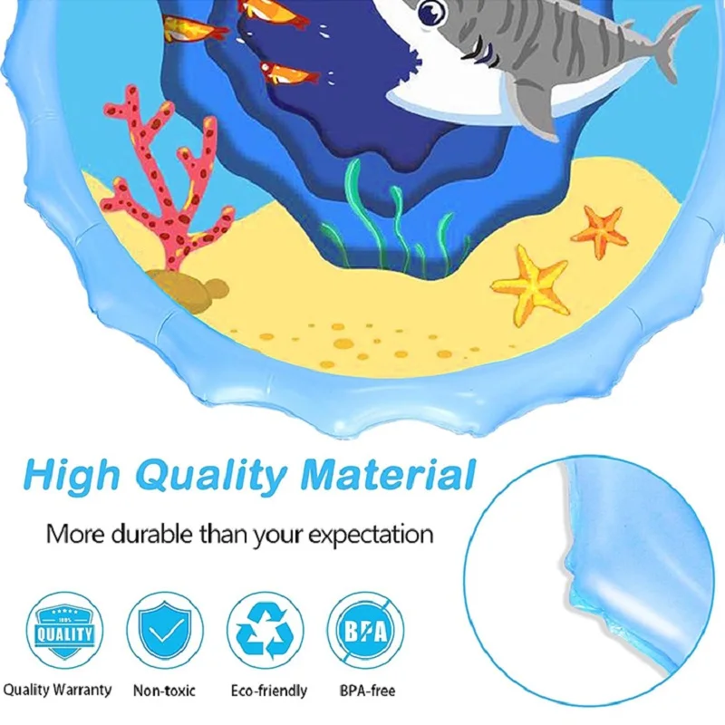 الصيف الأطفال اللعب الرش حصيرة 170 سنتيمتر القرش يونيكورن الرش حصيرة الأطفال في الهواء الطلق نافورة تفاعلية اللعب #4